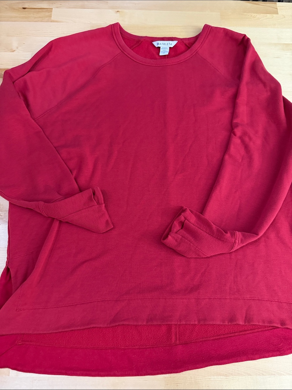 Athleta Bright Red Long Sleeve Crew Sweatshirt 1x